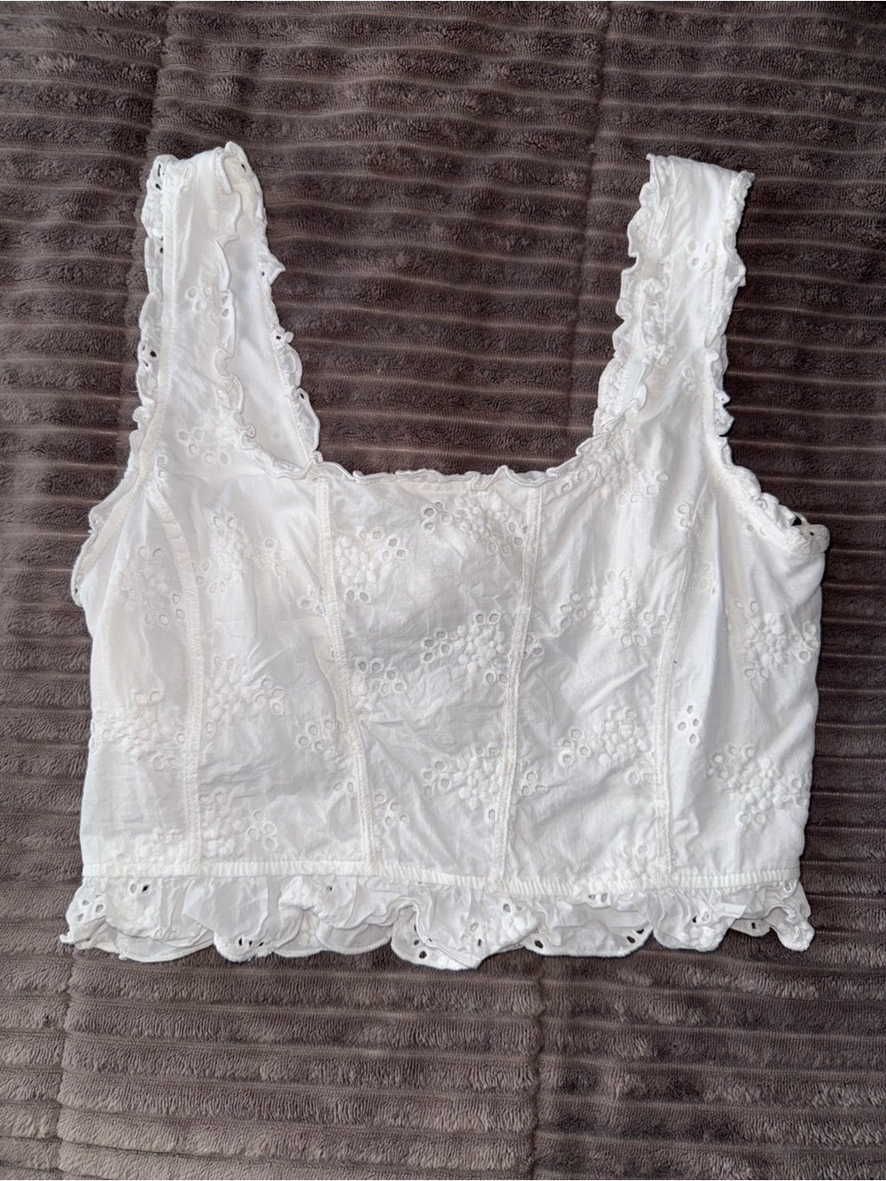 White Eyelet Lace Cropped Camisole Tank - Women